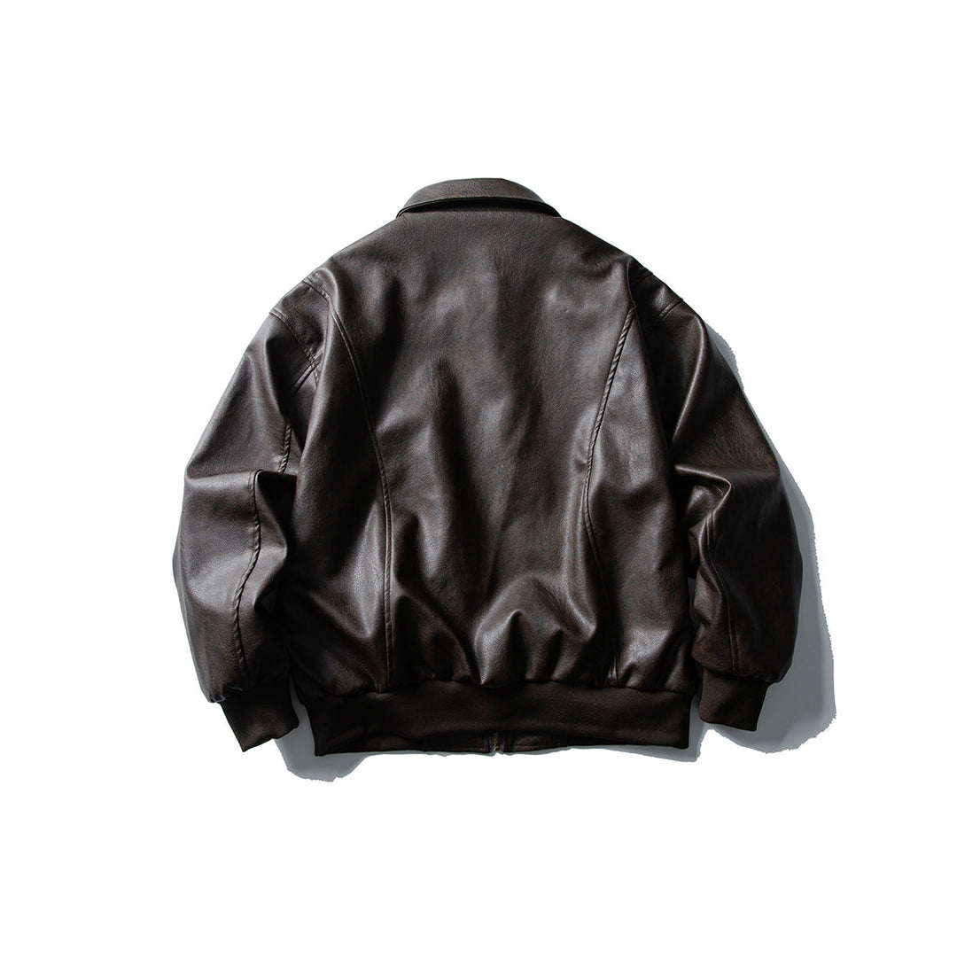 Leather Retro Loose-fitting Lapel Jacket