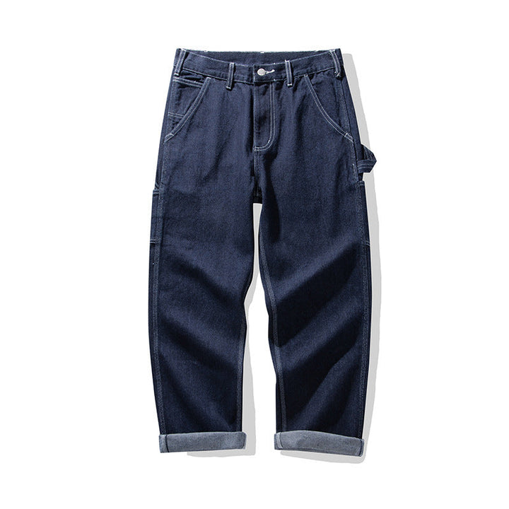 Raw Denim Multi-pocket Striped Outdoor Cargo Pants