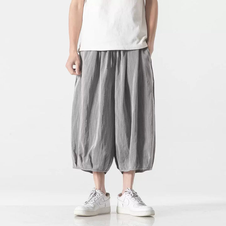 Retro Ice Silk Linen Over-the-Knee Pants