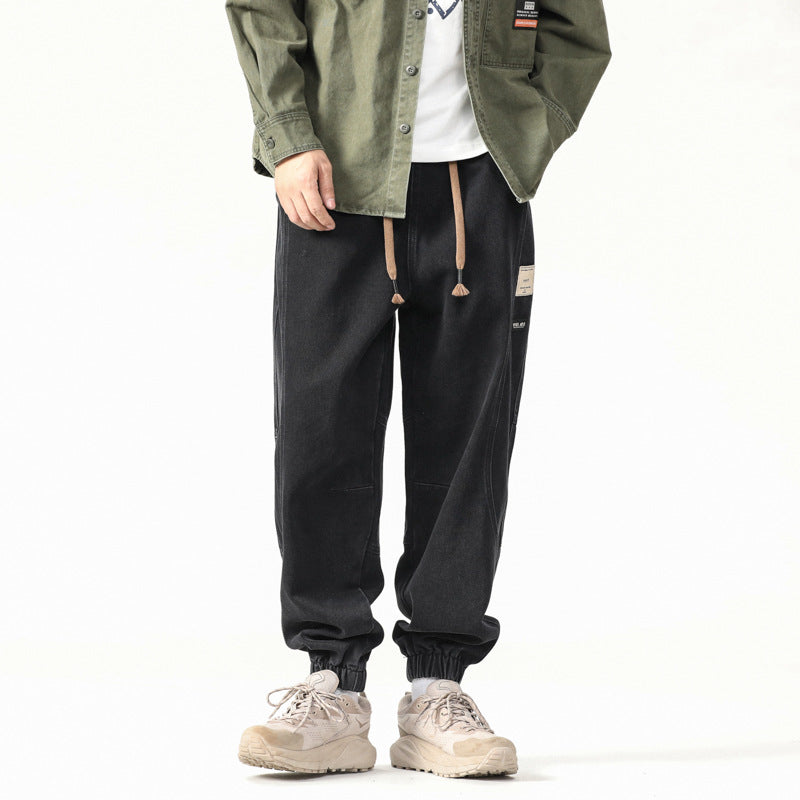 Heavyweight Loose Washed Denim Cargo Jogger Pants