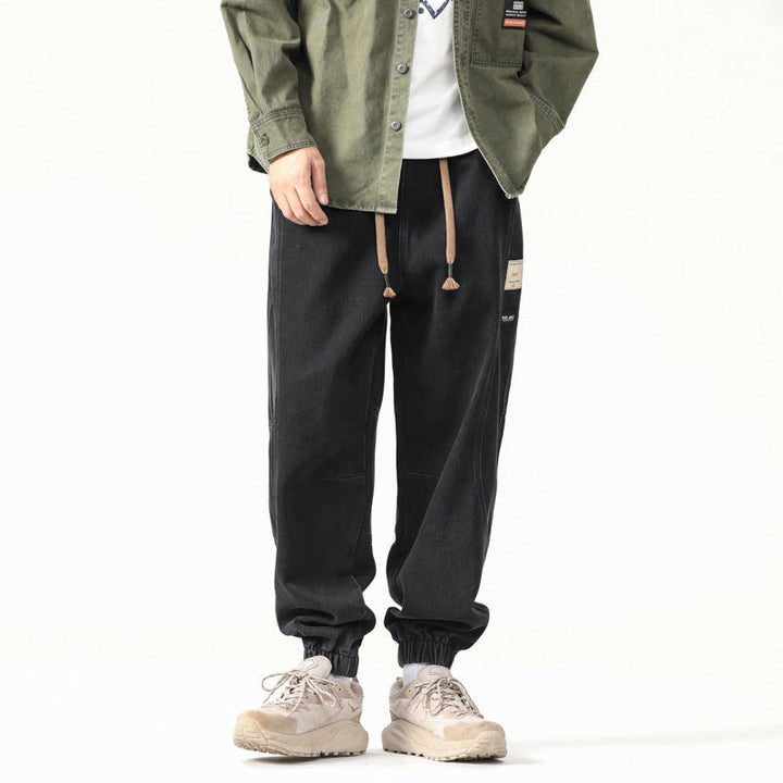 Heavyweight Loose Washed Denim Cargo Jogger Pants