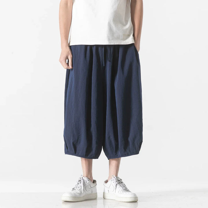 Retro Ice Silk Linen Over-the-Knee Pants