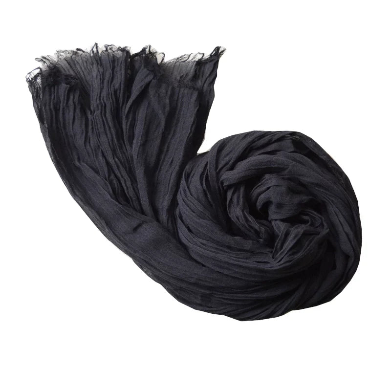 Lightweight Long Thin Cotton Linen Skinny Neck Scarf