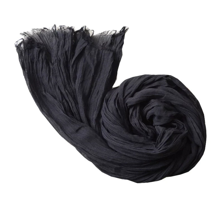 Lightweight Long Thin Cotton Linen Skinny Neck Scarf