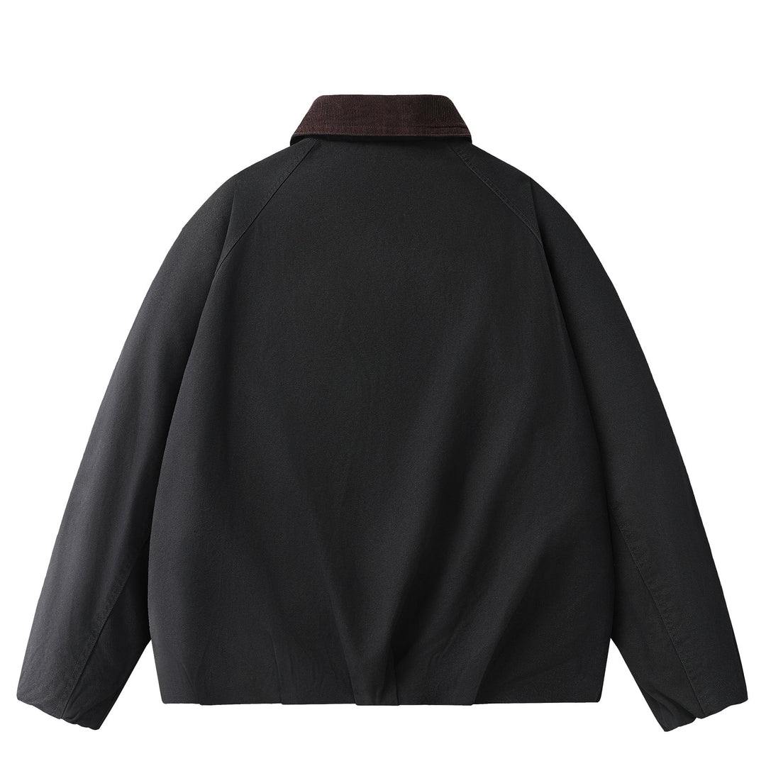 Retro Corduroy Collar Patchwork Loose Jacket