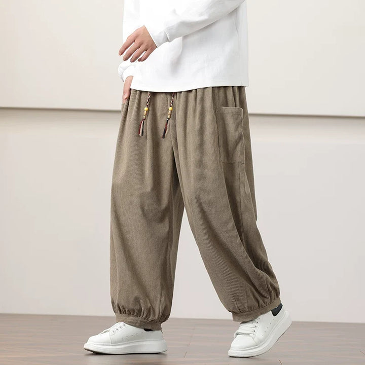 Corduroy Side Pocket Loose Wide-leg Casual Pants