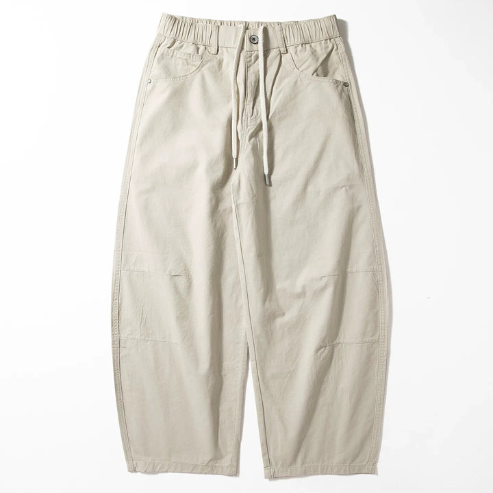 Cotton Loose Wide-leg Curved Pants