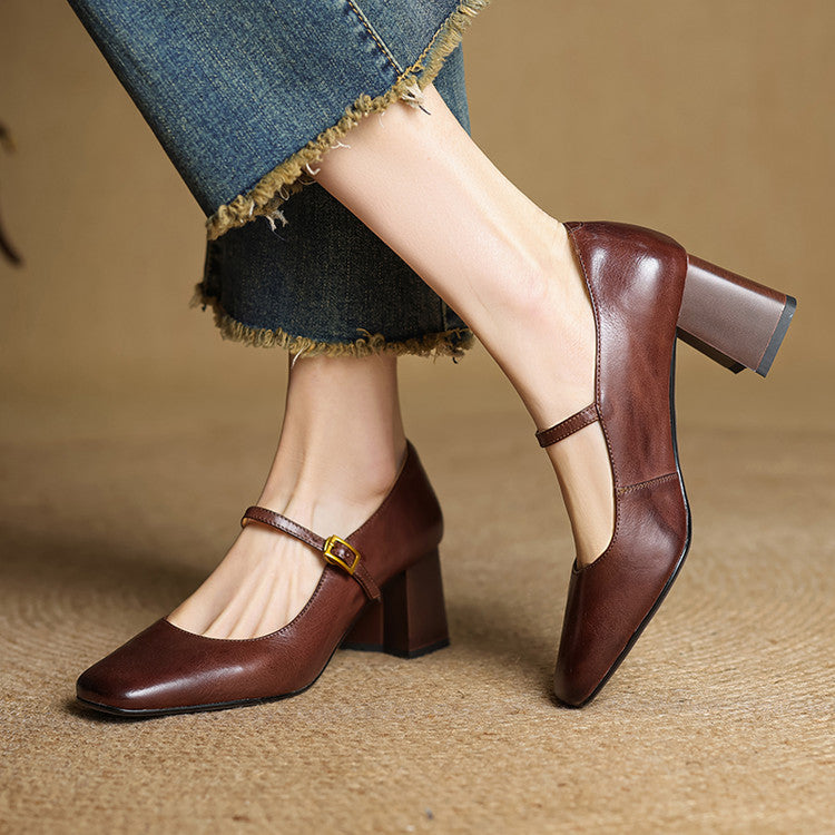 Lenara Genuine Leather Heels