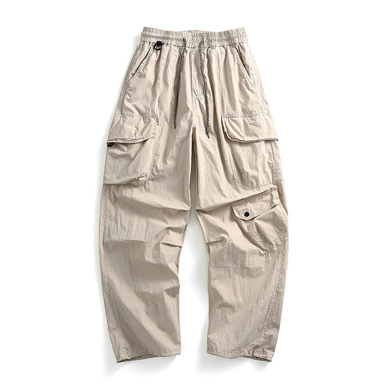 Japanese Loose Multi-pocket Straight-leg Cuffed Cargo Pants