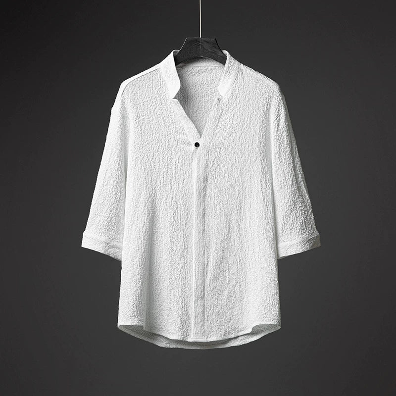 Loose-fitting Ice Silk Pleated Casual Shirt