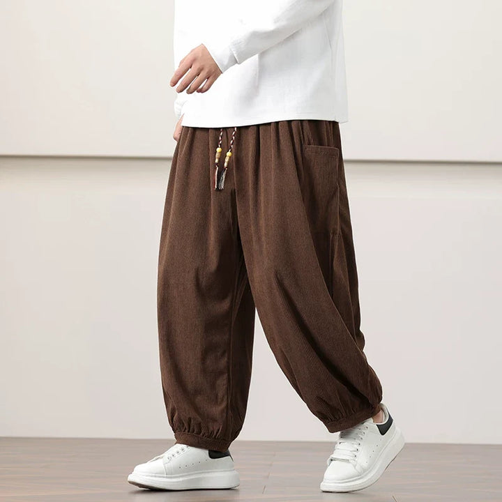 Corduroy Side Pocket Loose Wide-leg Casual Pants