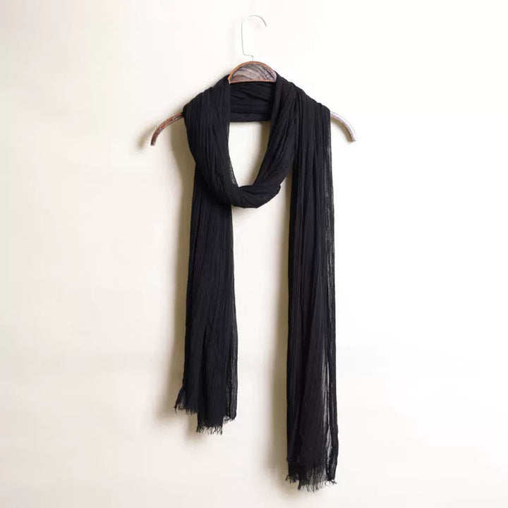 Lightweight Long Thin Cotton Linen Skinny Neck Scarf