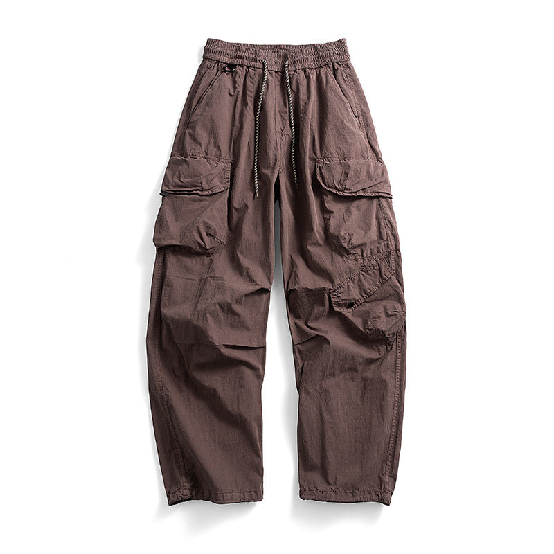 Japanese Loose Multi-pocket Straight-leg Cuffed Cargo Pants