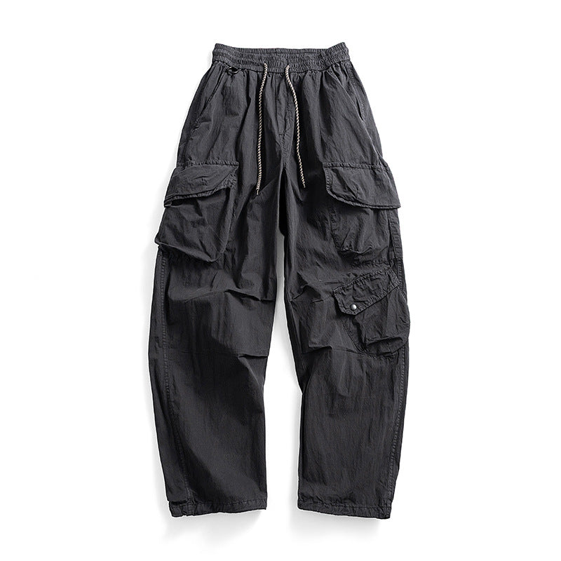 Japanese Loose Multi-pocket Straight-leg Cuffed Cargo Pants