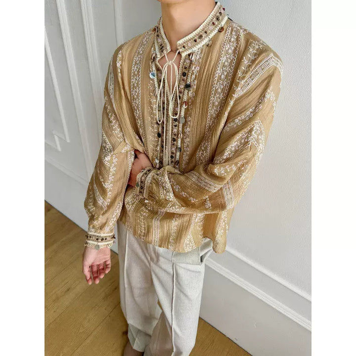 Vintage Boho Long-sleeve Printed Shirt