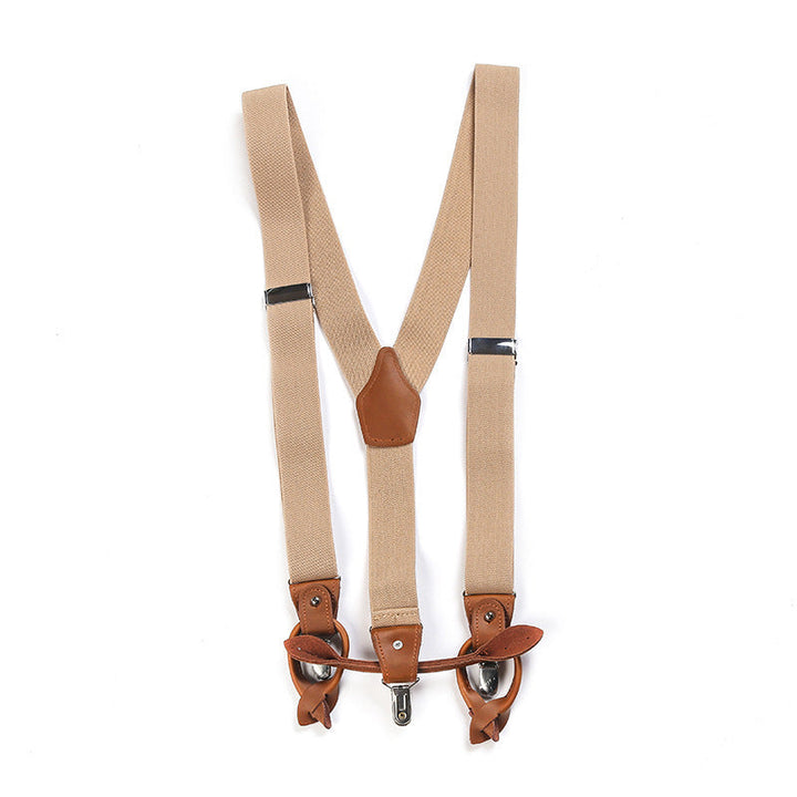 Adjustable Detachable Y Back Leather Suspenders Braces