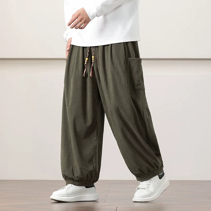 Corduroy Side Pocket Loose Wide-leg Casual Pants