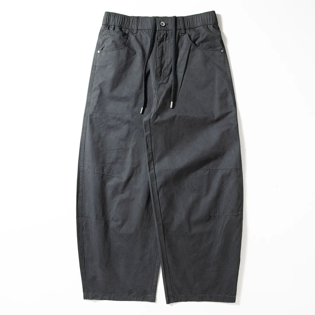 Cotton Loose Wide-leg Curved Pants