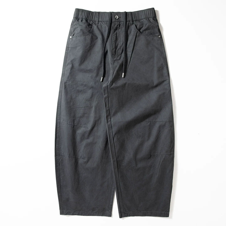 Cotton Loose Wide-leg Curved Pants