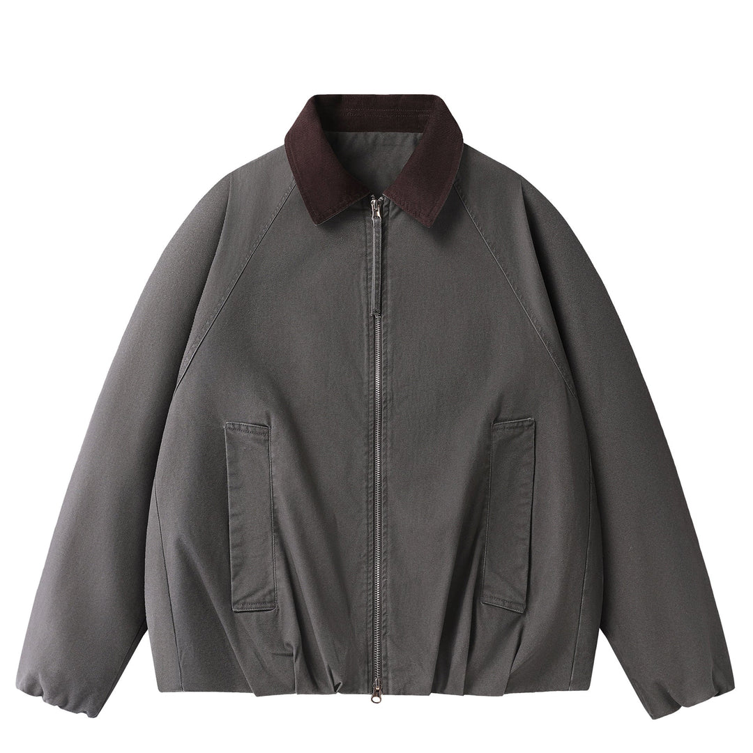 Retro Corduroy Collar Patchwork Loose Jacket
