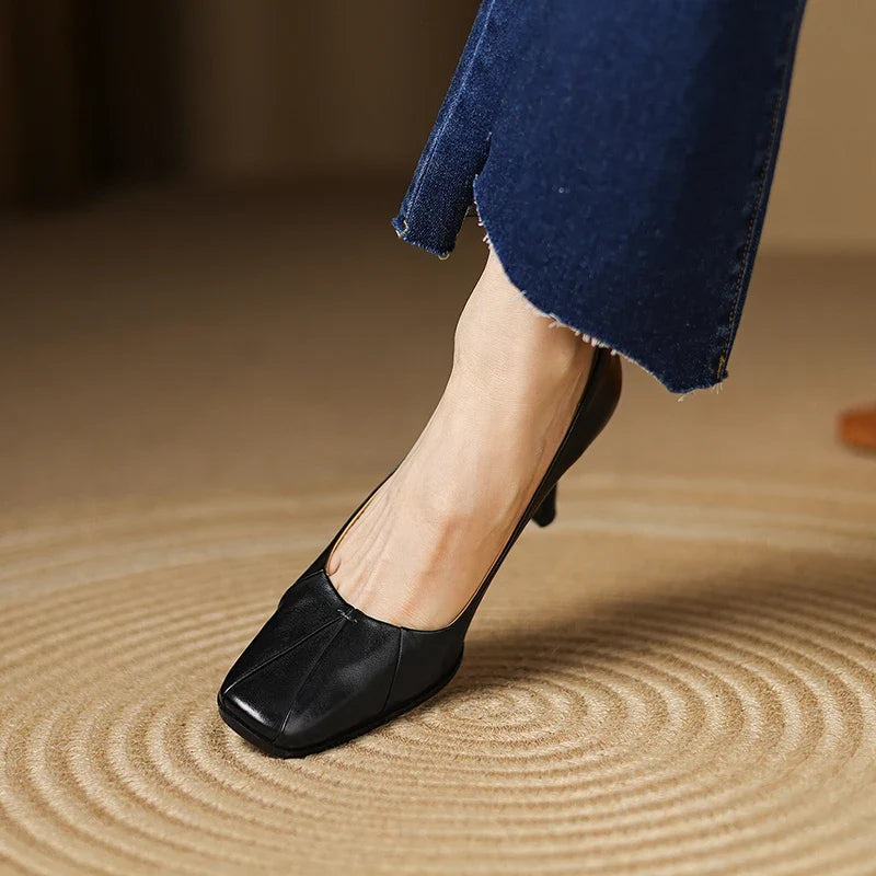 Amber Genuine Leather Heels