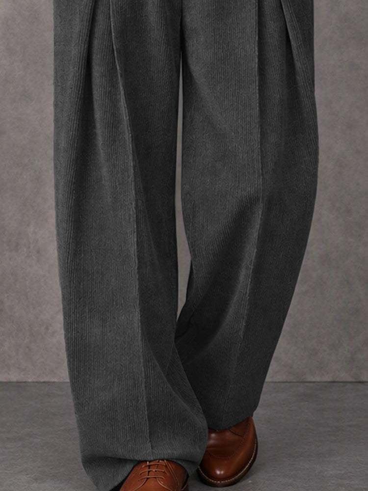 Casual Relaxed Fit Corduroy Suit Pants