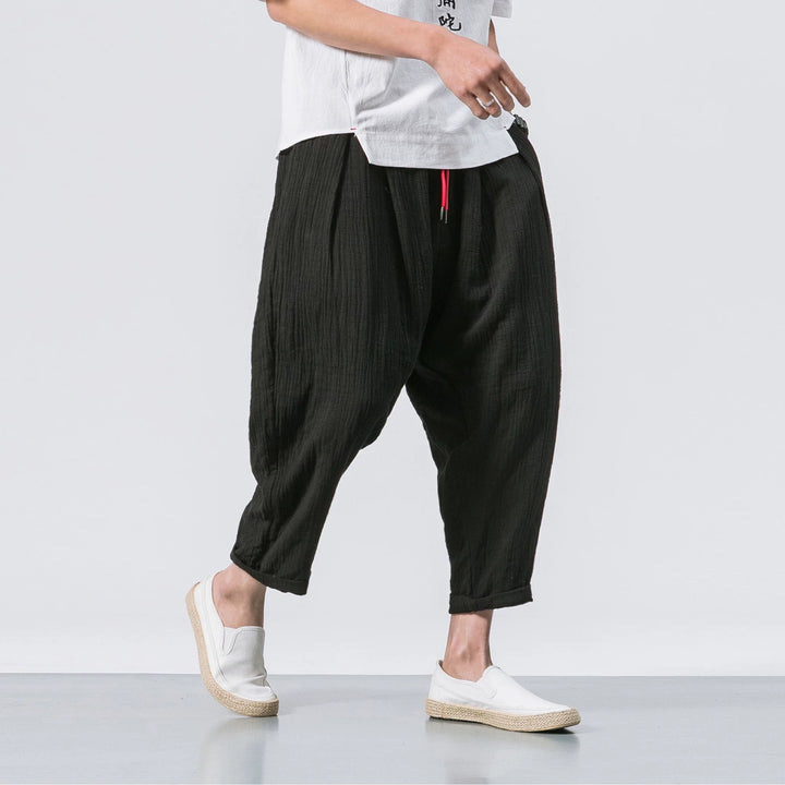 Japanese Casual Cotton and Linen Cropped Harem Pants