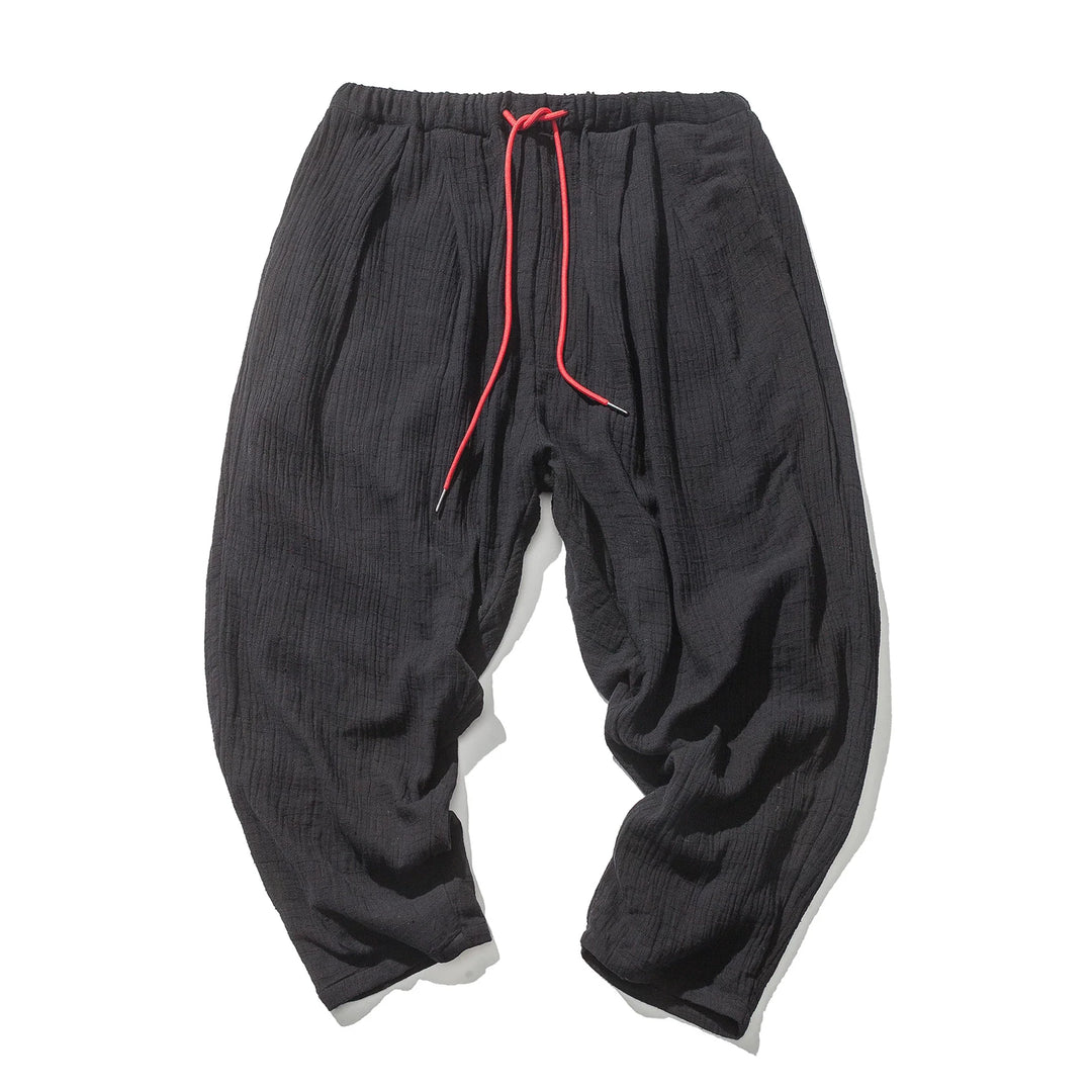 Japanese Casual Cotton and Linen Cropped Harem Pants