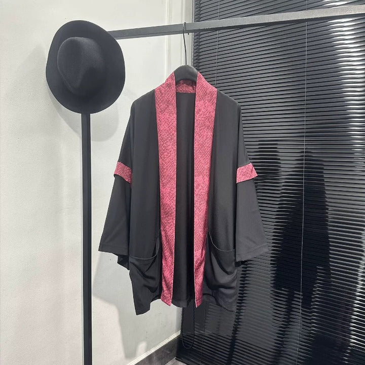 Faux-layered Spliced Cardigan Cape