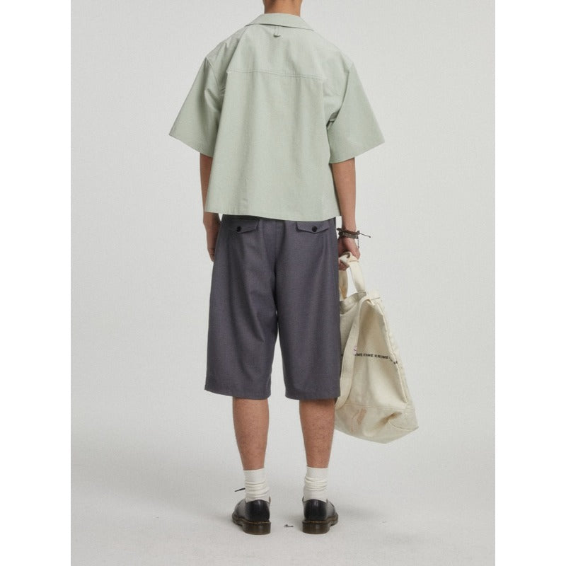Boxy-fit Cotton Utility Short-sleeve Cotton Shirt
