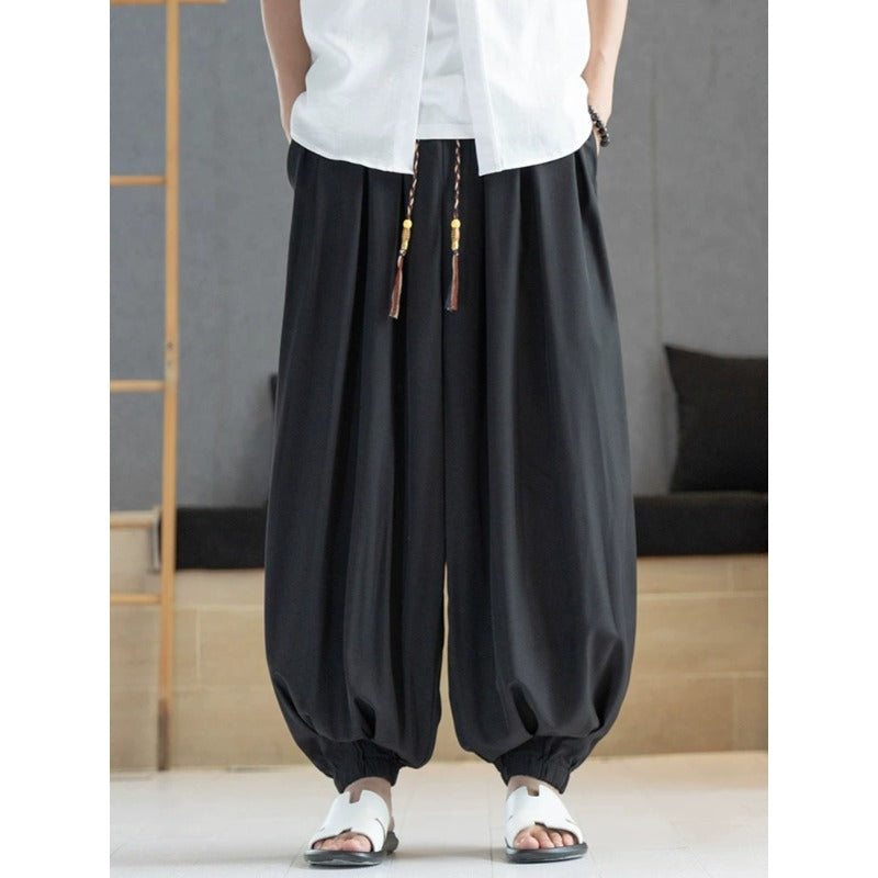 Loose Draped Ankle Tied Casual Harem Pants