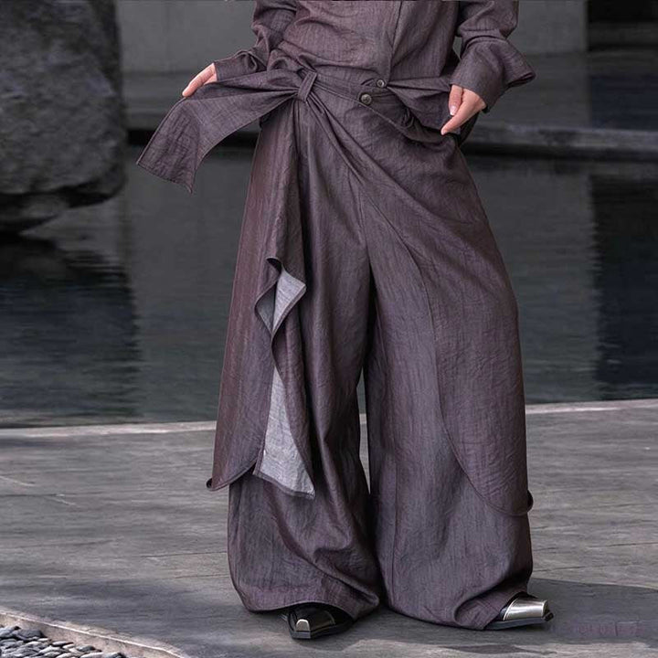 Irregular Slanted Placket Shirt and Trousers Two-piece set