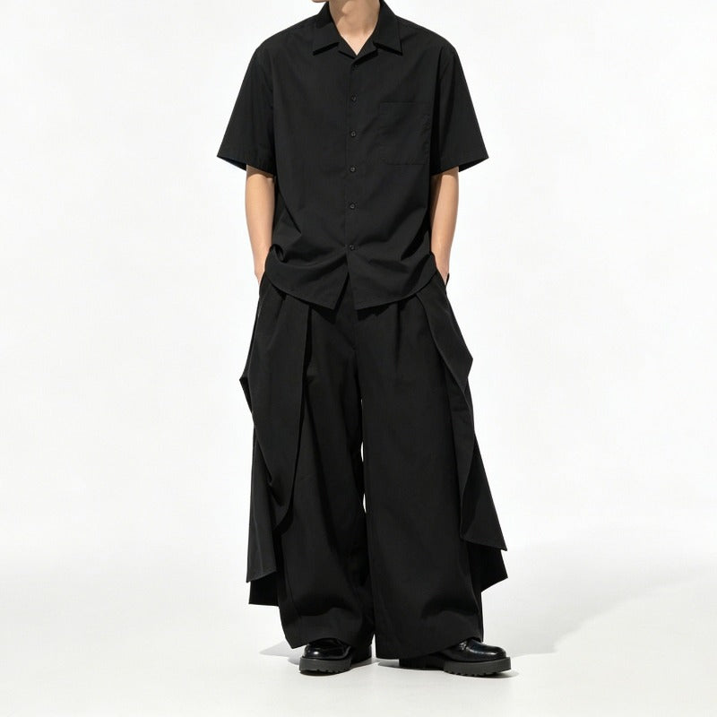 Japanese Loose Draped Casual Short Sleeve Shirt
