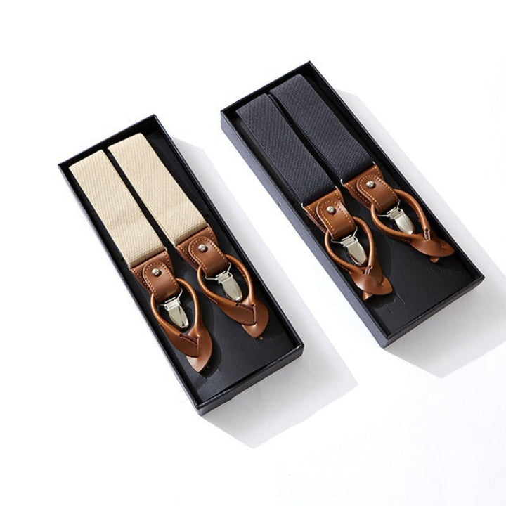 Adjustable Detachable Y Back Leather Suspenders Braces