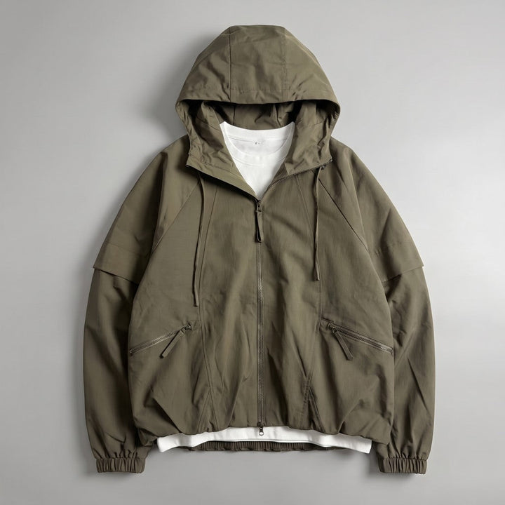 Loose-fit Cropped Hooded Jacket with 3D Tailoring