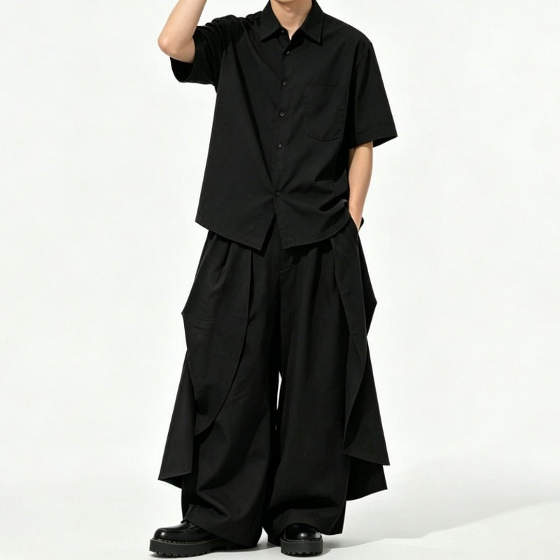 Japanese Loose Draped Casual Short Sleeve Shirt