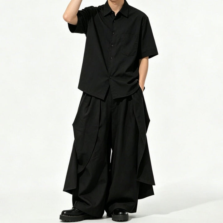 Japanese Loose Draped Casual Short Sleeve Shirt