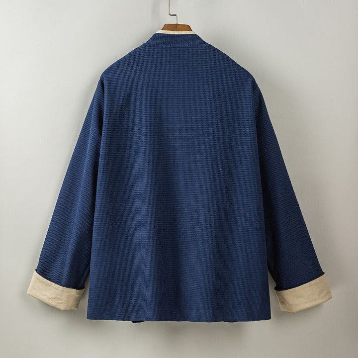 Contrast Trim Frog Button Zen Kimono Jacket