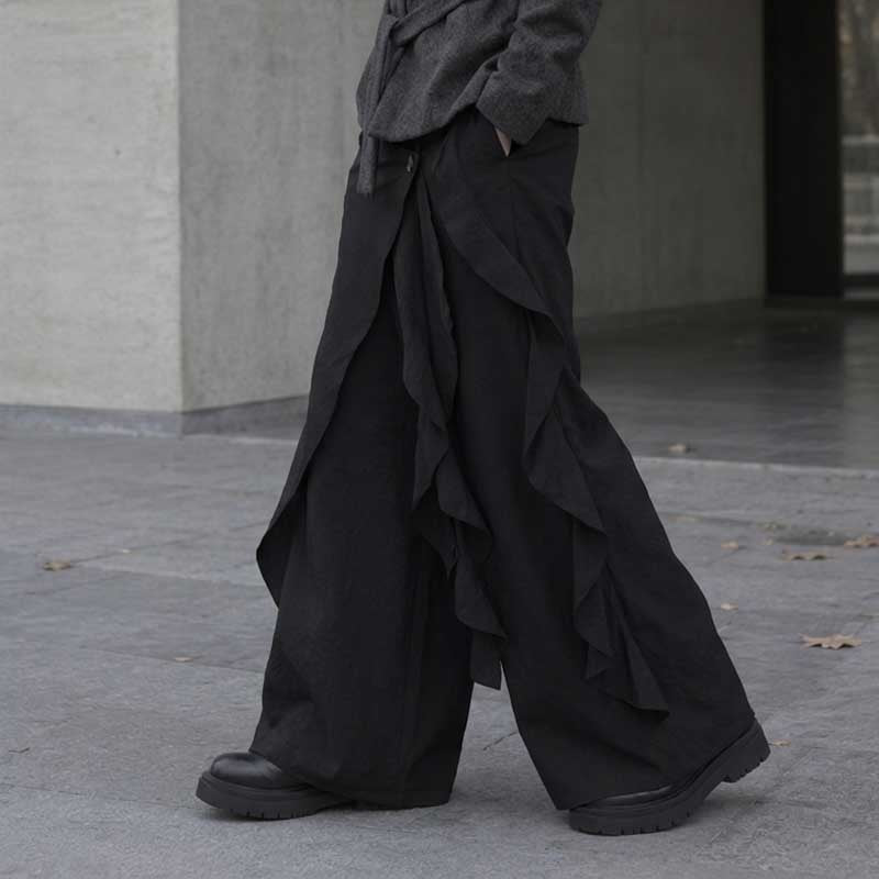 Irregular Ribbon Wide-leg Pants