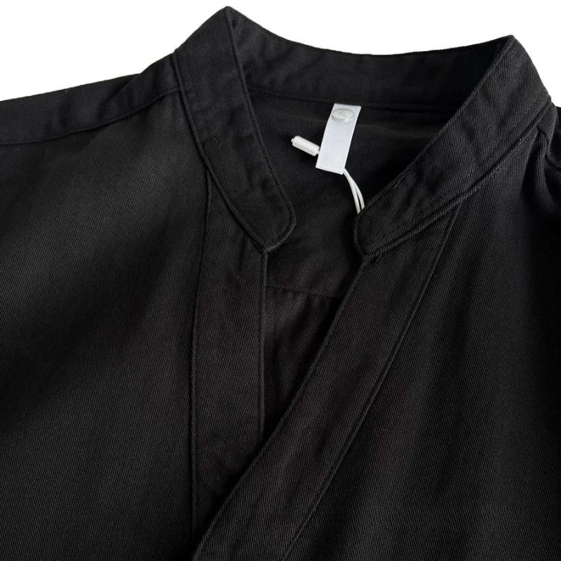 Breathable Cotton Stand Collar Long Sleeve Shirt Casual Top