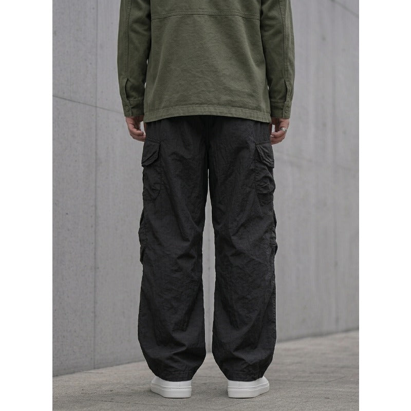 Japanese Loose Multi-pocket Straight-leg Cuffed Cargo Pants