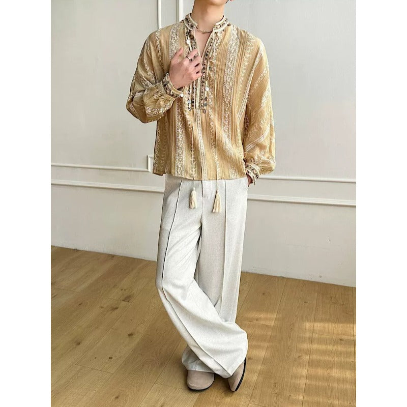 Vintage Boho Long-sleeve Printed Shirt