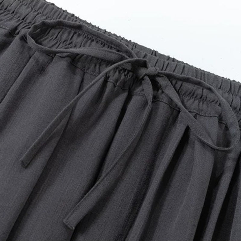 Loose Wide Leg Ankle Tied Lantern Pants
