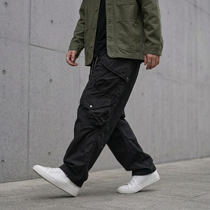 Japanese Loose Multi-pocket Straight-leg Cuffed Cargo Pants