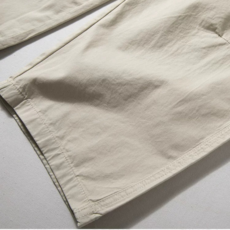 Cotton Loose Wide-leg Curved Pants