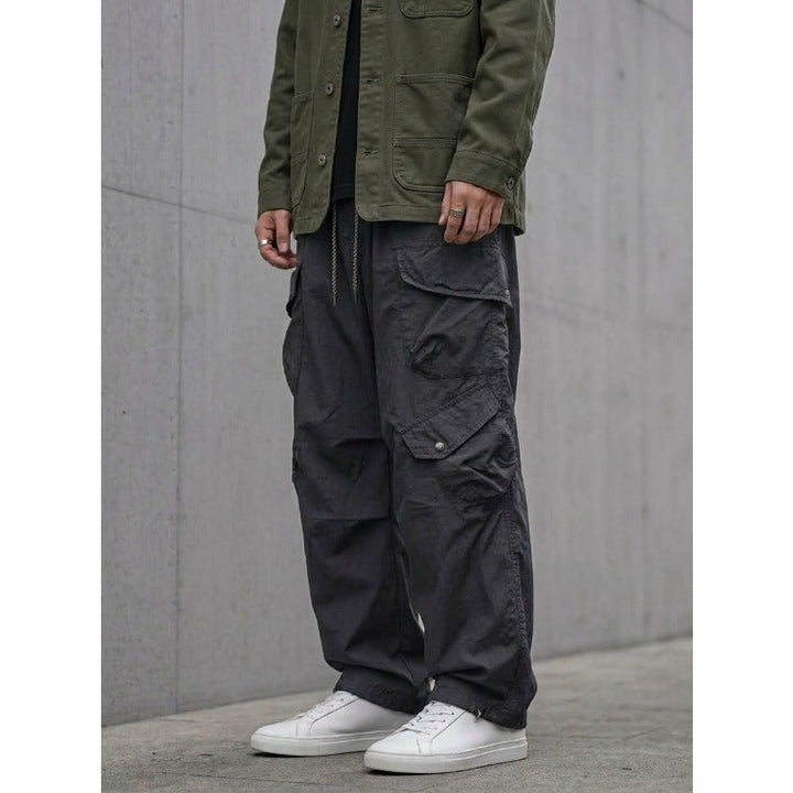 Japanese Loose Multi-pocket Straight-leg Cuffed Cargo Pants