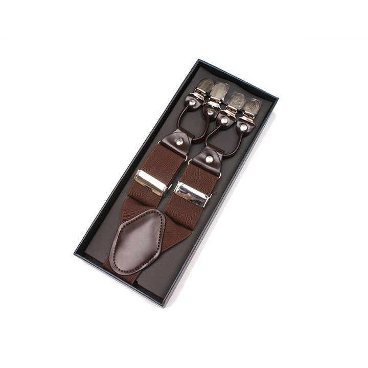 Adjustable Detachable Y Back Leather Suspenders Braces