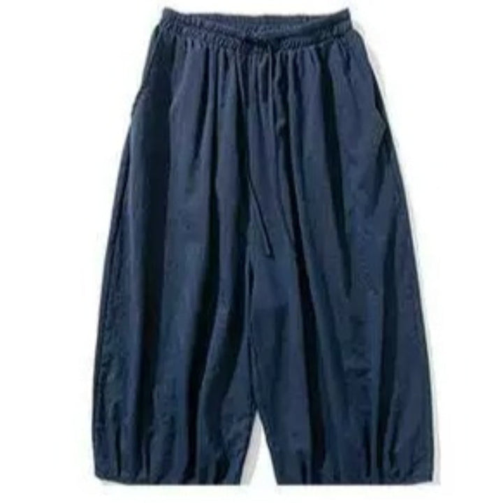 Retro Ice Silk Linen Over-the-Knee Pants