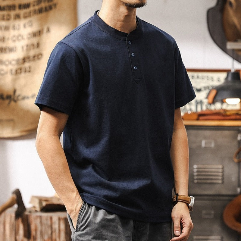 250g Heavyweight Loose Fit Cotton Henley Shirt