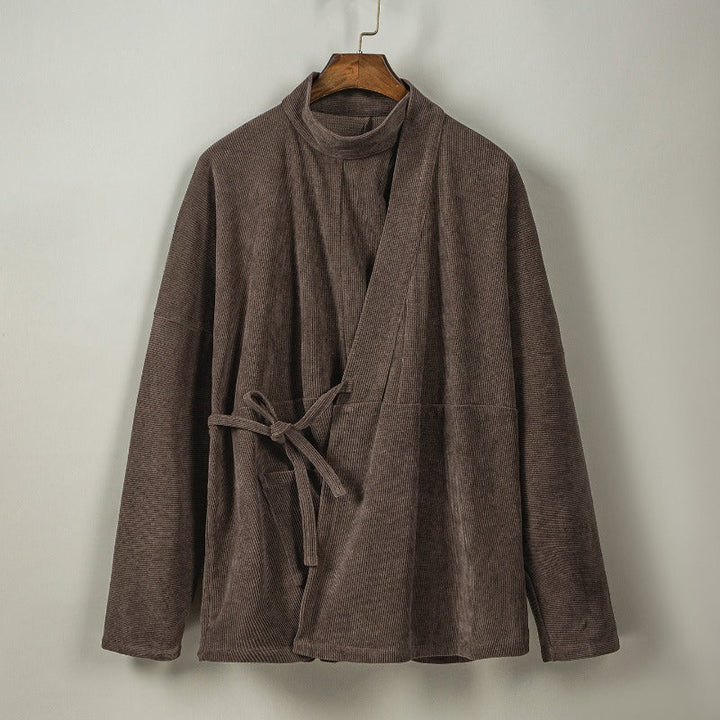 High Collar Curved Neck Long Sleeve Hanfu Cardigan Jacket